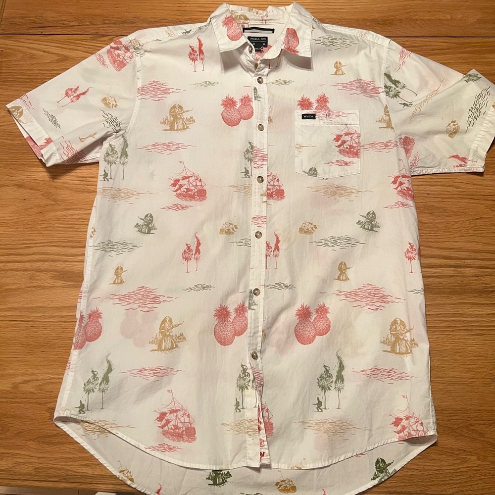 RVCA White Shirt with Multicolor Nautical Print